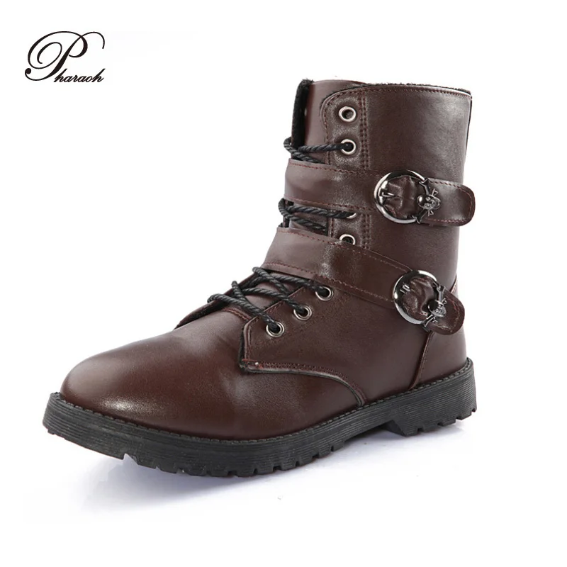 Fashion buckle men winter martin boots mens motorcycle ankle boot man