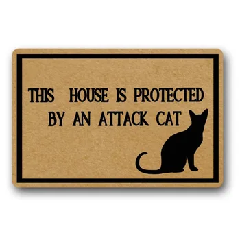 

This House is Protected by an Attack CAT - woven outdoor mat design doormat for entrance door Funny Front indoor rug mat