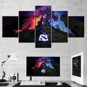 

Wall Artwork Printed Pictures Canvas Home Decoration 5 Panel Video Game DOTA2 Modern Brand New Painting For Bedroom Framework