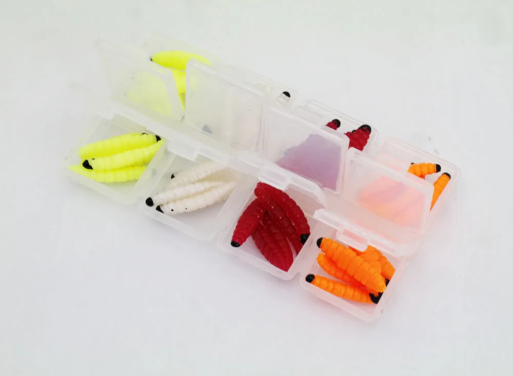 

40pcs/box 3cm 0.4g black spot head high quality rubber worm shape soft bait  artificial insect fishing lure bait  fishing tackle