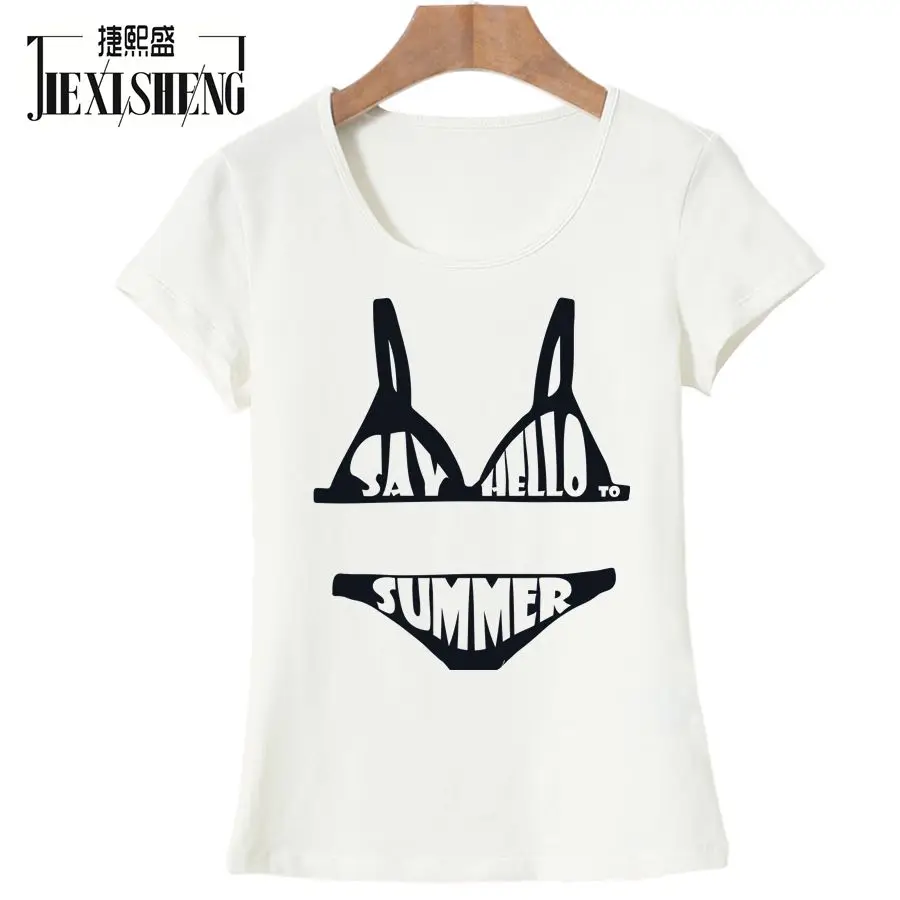 women t shirt summer funny Bikini printed short sleeved tshirts cute