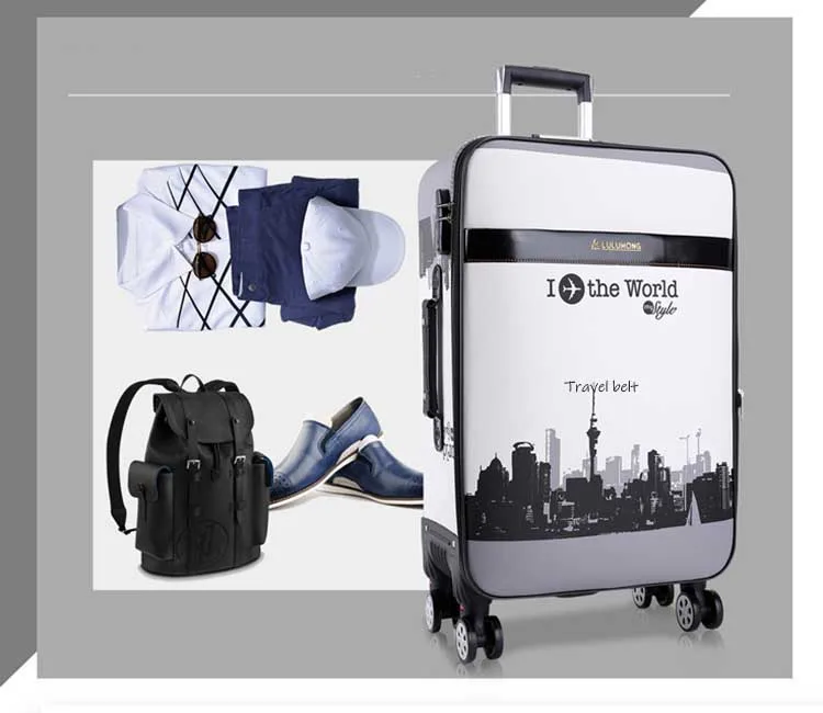Благородный высококачественный багаж на колёсиках из искусственной кожи, Спиннер для мужчин, деловой бренд, чемодан, колеса, 20 дюймов, Женская тележка для каюты