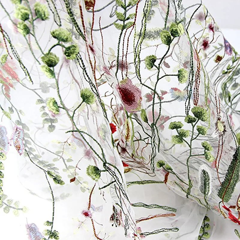 

2017 New Flower Pattern Lace Fabric 1 yard Net Embroidered Fabric French Tulle Lace DIY Tissu for Woman Party Dress Decoration