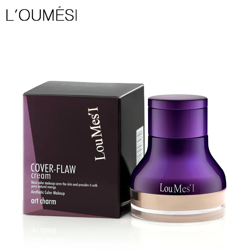 

Loumesi concealer cream with brush face contour Cover Dark Circle Acne Spotted Easy Color Concealer Cream Face Makeup