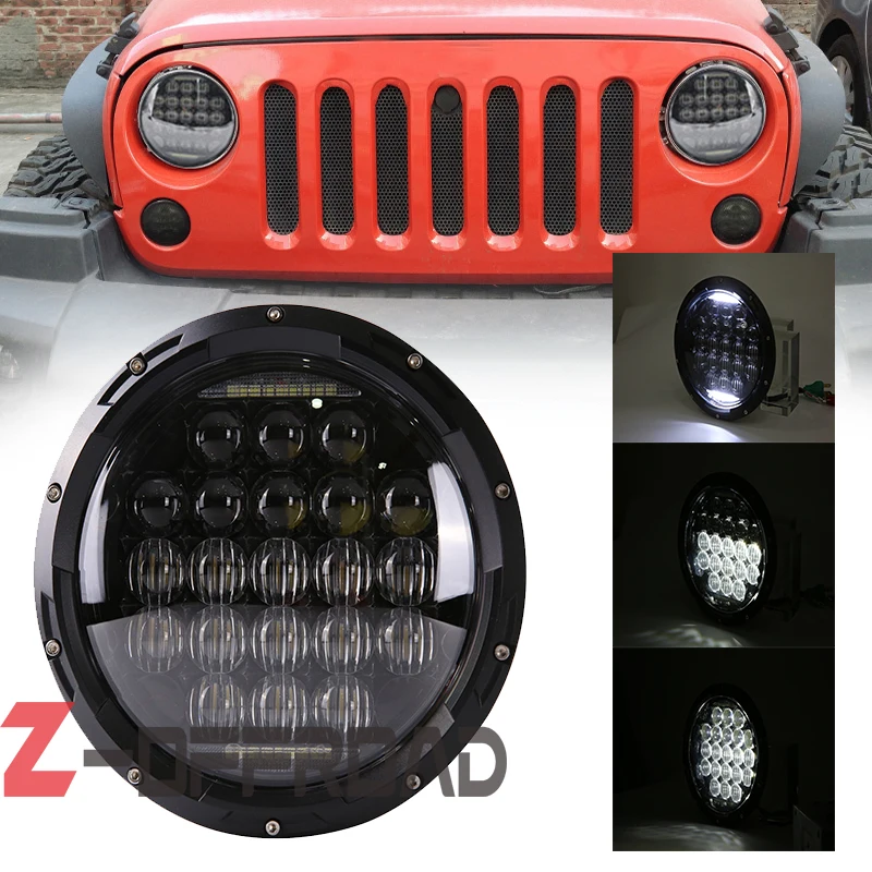 

7" LED black Round H4 Headlight replacement Headlamp bulb car driving front Hi/Lo lighting projector light For Jeep Wrangler
