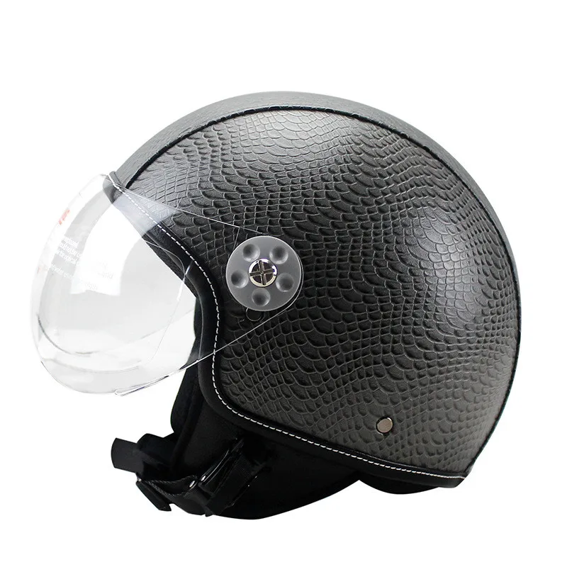 Черный шлем Spitfire moto rcycle, винтажный шлем с открытым лицом, ретро 3/4, полушлем casco moto capacete moto ciclismo