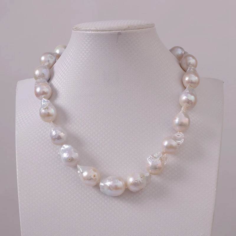 Akwaya 12-13mm White Freshwater Cultured Pearl Necklace with Leather,20 Akwaya 12-13mm White Freshwater Cultured Pearl Necklace with Leather,20