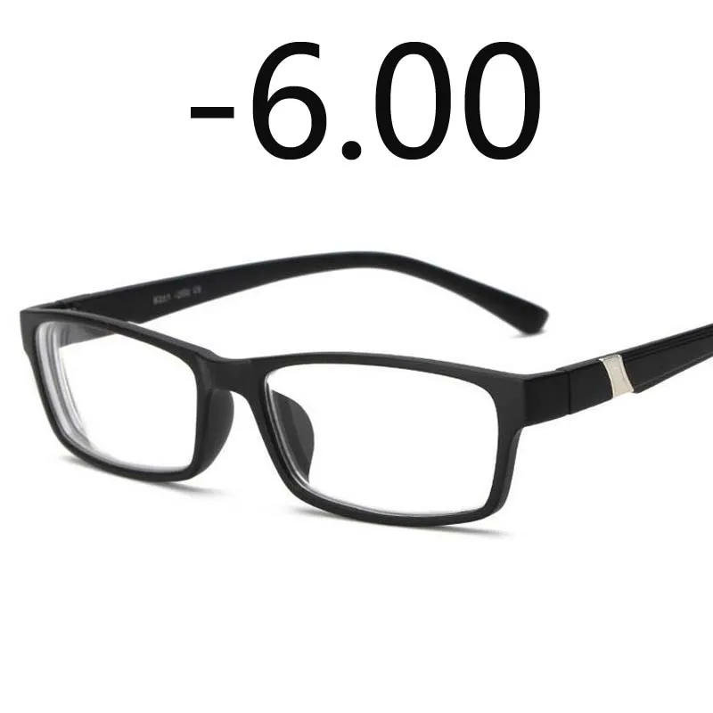 1-1,5-2-2,5-3-3,5-4-4,5-5-5,5-6,0 оправы с памятью полимерные линзы очки для близорукости Мужские Женские очки для близоруких - Цвет оправы: Black myopia 600