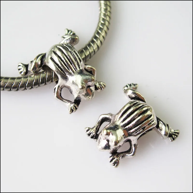 

8Pcs Antiqued Silver Frog Spacer Beads fit European Charm Bracelets 15x16mm