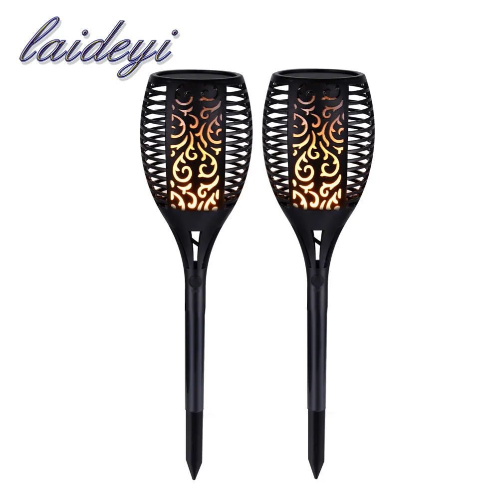 

2pcs/lot LED Solar Path Torches Lights Waterproof Flame Lighting 96LED Flickering Torch Lights for Garden Lawn Pathways Yard