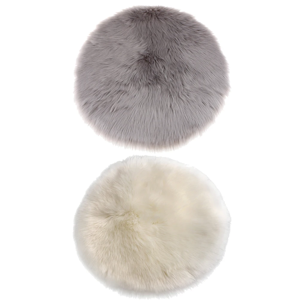2PCS Faux Wool Area Rug Meditation Yoga Seat Cushion Floor Mat Kids Play Mat