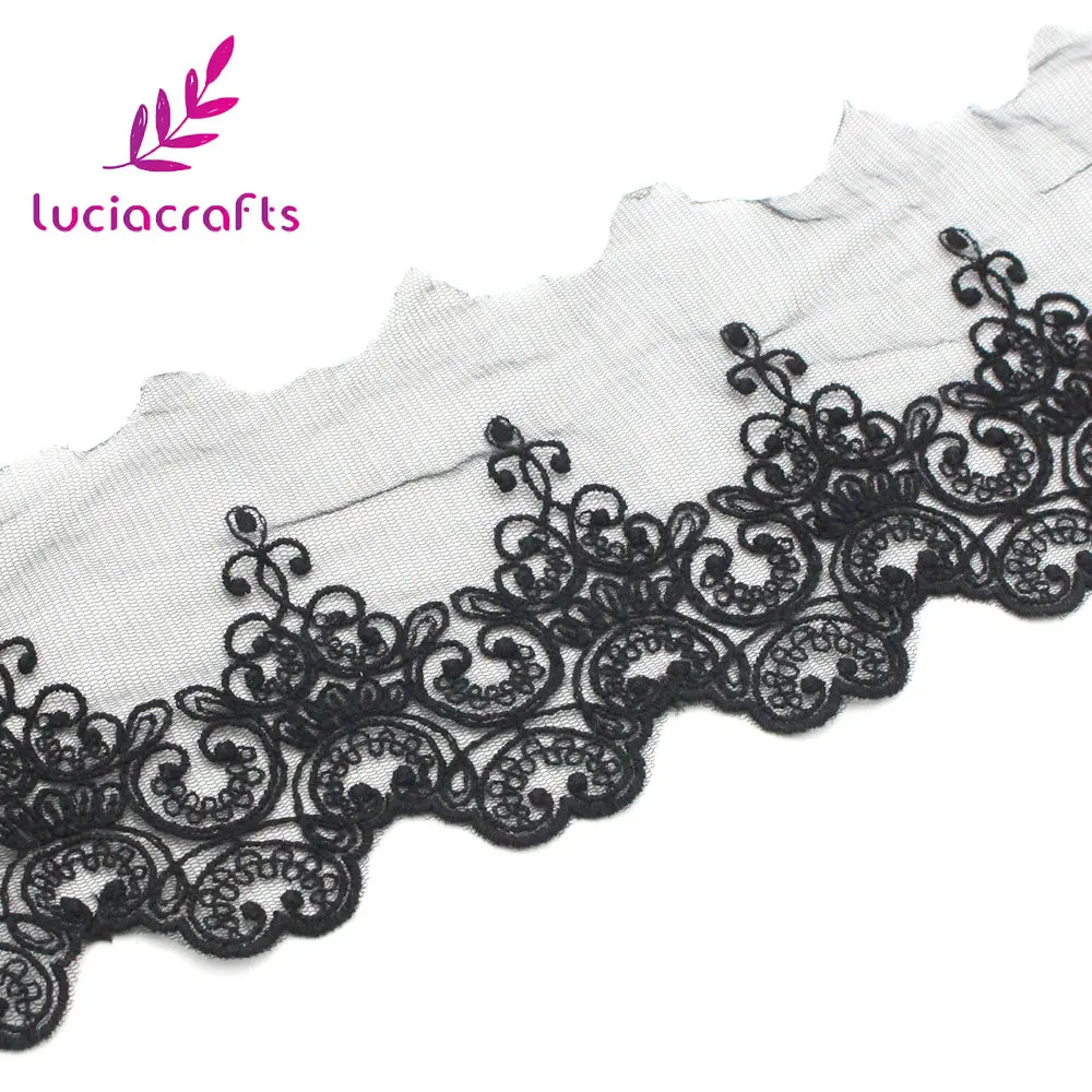 Lucia crafts, 1 год/3 года, 125 мм, вышивка, ткань, кружево, черный, белый цвет, Милая Кружевная отделка, сделай сам, материалы для рукоделия, аксессуары для одежды, R0507