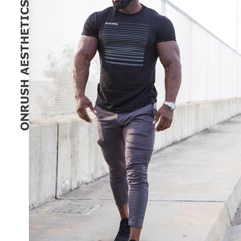 

OA Men's Fitness New Workout Slim Jogger Pants Quick-drying Breathable Skinny Pants Bodybuilding Casual Long Trousers For Male