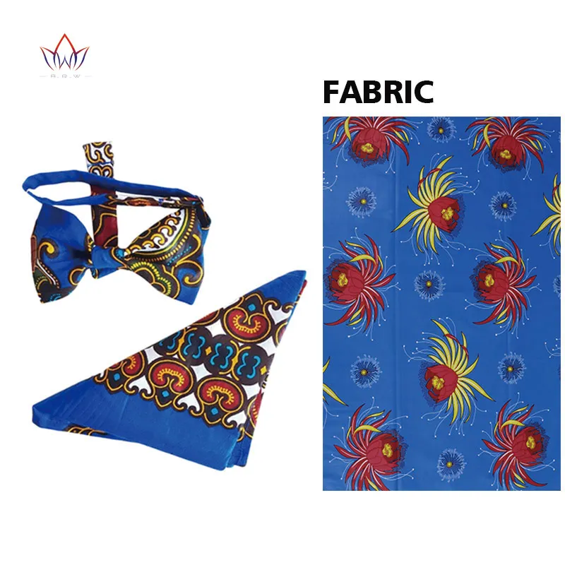  BRW African Wax Print Fabric Bow Tie And Handkerchief Ankara Handmade Suit Accessories African Bown