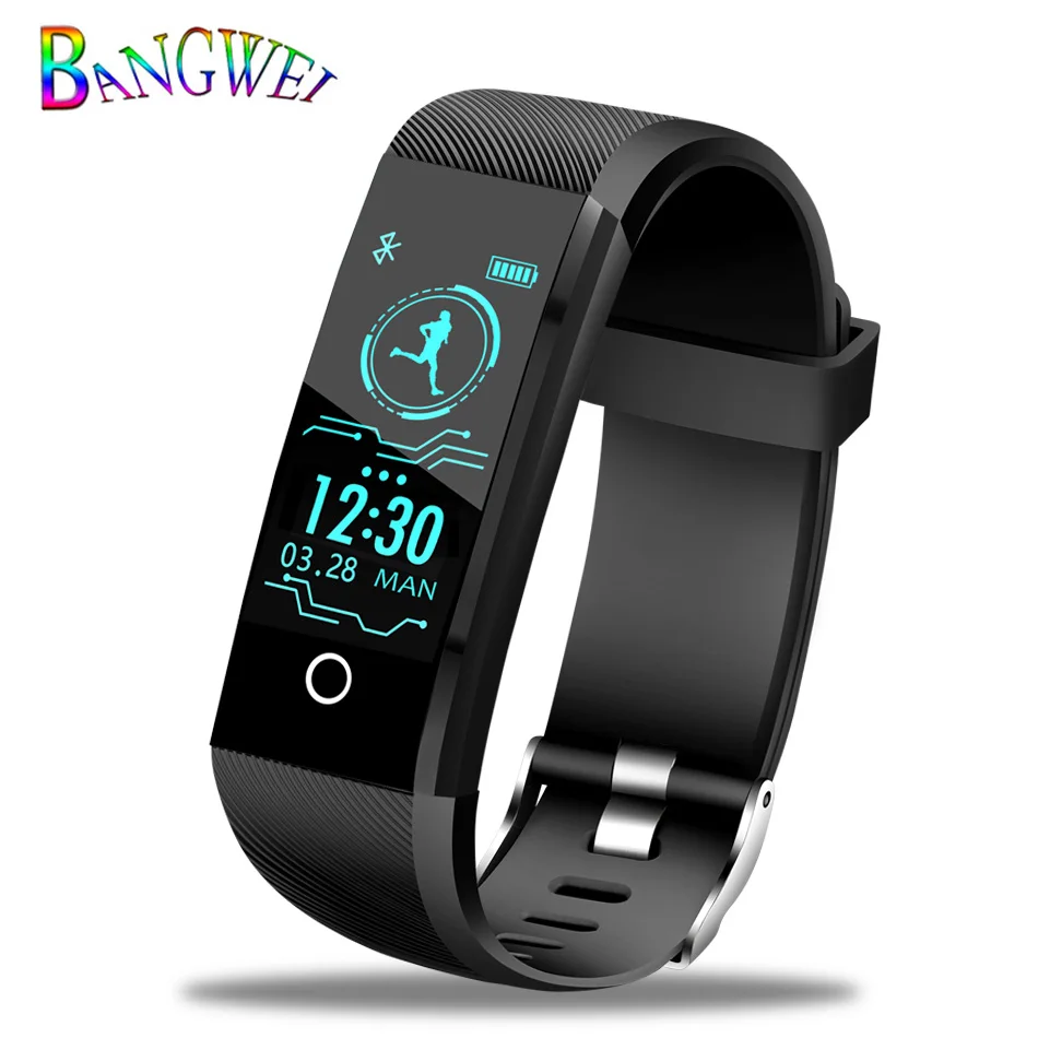 Смарт-браслет для мужчин фитнес-трекер Шагомер спортивный браслет кровяное давление монитор сердечного ритма женские Смарт-часы для IOS Android - Цвет: black