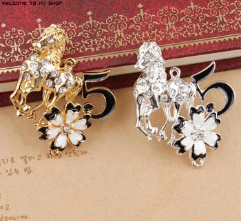 

Newest Rhinestone decoration alloy drop oil metal flowers/number 5/Horse shape jewerly charms diy bracelet/necklace pendants