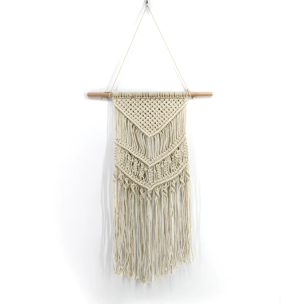 

Bohemian Macrame Weave Wall Hanging Tapestry Tassels Handmade Geometric Knitting Tapestry 50*70cm