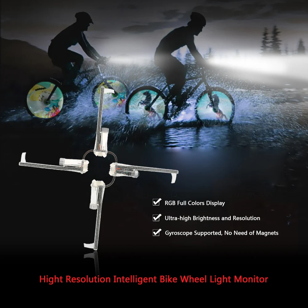 Flash Deal Lixada 416pcs LEDs Bicycle Light High Resolution Brightness Smart Bike Spoke Wheel Light Monitor Recharge RGB Wheel Hub Display 18