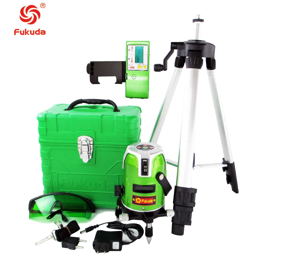 

Fukuda Green Laser Level 5 Line 1 Point 360 Rotary EK-468GJ Lithium battery + outdoor receiver FDG-6GII + 1.2m tripod