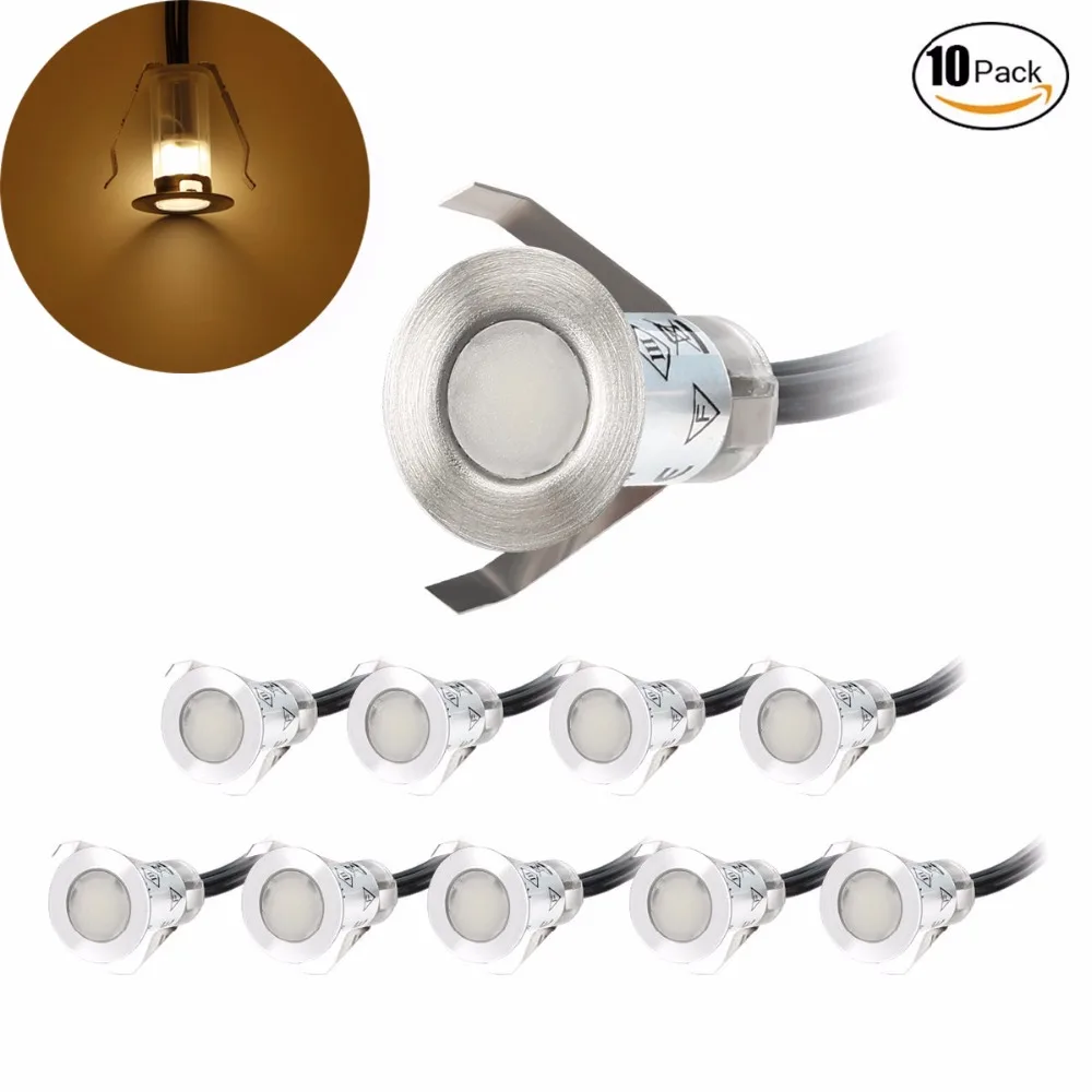 Lâmpadas à Prova Água de Aço Lâmpadas de Assoalho Iluminações de Poupança de Energia Lote w Dc12v Led Subterrânea d’ Inoxidável 18mm Mini Passo 10 Pçs – 0.4