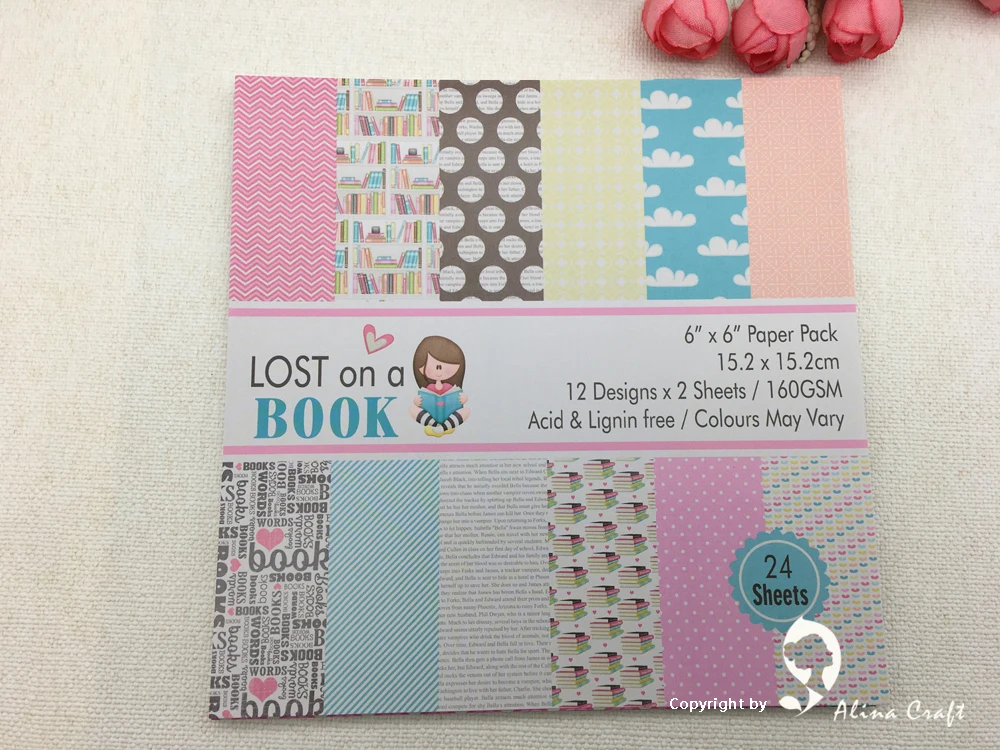 

AlinaCraft 24 sheet 6"X6" patterned paper Scrapbooking paper pack handmade craft paper craft Background pad