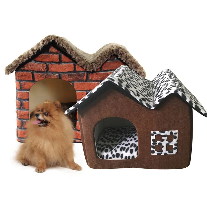 

Lovely Dog House Short Plush Kennels for Small Medium Dogs Removable Puppy Nest Foldable Dog Kennel Pet Sleeping House