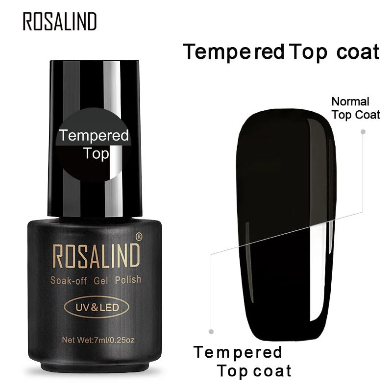 Базовый и топовый гель лак ROSALIND для ногтей 7 мл полуперманентный с закаленным