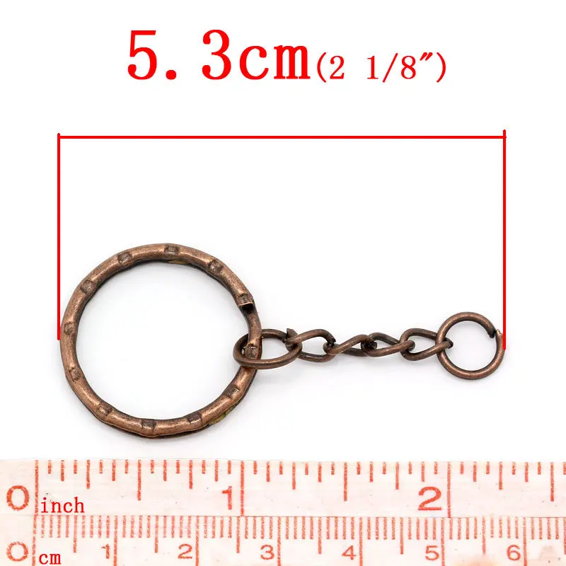 DoreenBeads Разделение брелок для ключей и брелоки круглые под старину Медь 5 3 см 30 шт