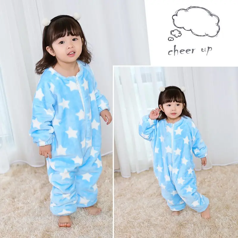 COOTELILI  73-120cm Thicken Fleece Romper Baby Long Sleeve Fashion Star Autumn Winter Infant Clothes Kids Boys Girls Rompers  (1)