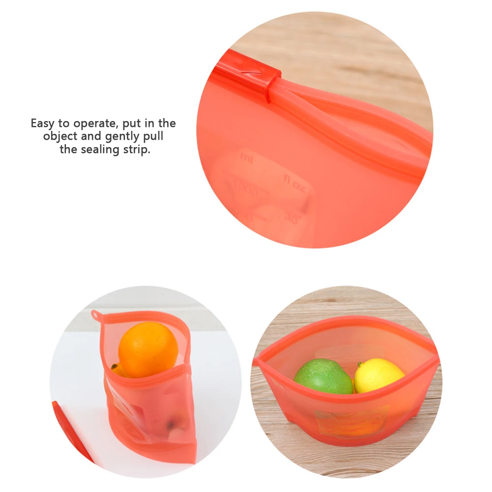 Kitchen Tool Food Silicone Fresh Bag Reusable Vacuum Sealed Freezer Bag Slide Lock SnacksSandwichesMeat Marinades Storage Bags (14)