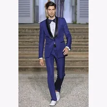 Royal Blue Men Suits Shawl Black Collar terno masculino 2017 Groomsmen Wedding Tuxedo Best Mens suit Party Wear kingsman Blazer