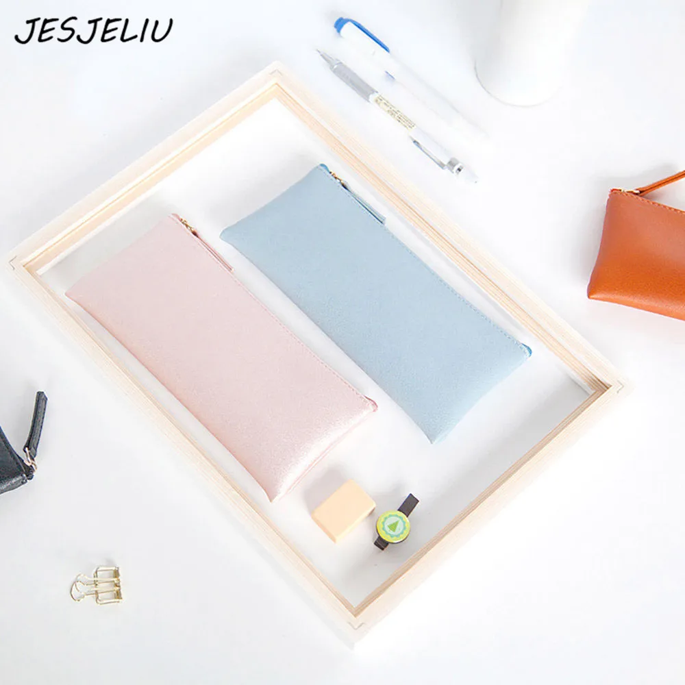  School Pencil Case Cute PU Leather pen Bag For Girls Storage Cosmetic Kawaii Stationery pouch offic