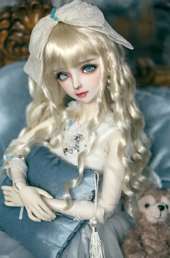 BJD кукла парики молоко Золотой Имитация мохер парики для 1/3 1/4 1/6 BJD DD SD MSD YOSD кукла длинные вьющиеся волосы, аксессуары для куклы - Цвет: milk golden