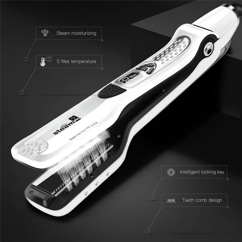 

Professional Steam Hair Straightener Vapor Spray Flat Iron 450F Fast Heating Hair Straightening Brush Steamer Hair Styling Tools