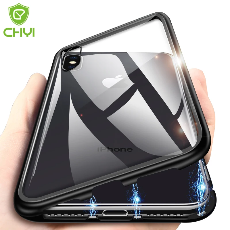 CHYI встроенный магнитный чехол для iPhone X XR XS Max металлический адсорбционный 7 8 Plus 6 6S