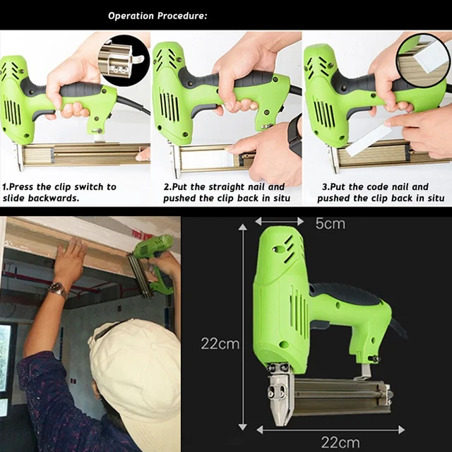 Doersupp 2 in 1 1800W 220v Dual Use Framing Tacker Electric Staple Tools Straight Nail 10-30mm Code Nail 10-22mm Power Tools