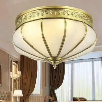 

European Style Modern Copper Ceiling Lights for Bedroom Study room Dining room Corridor American Pastoral Ceiling Lamp