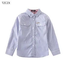 Г. Новые осенние детские рубашки Брендовые повседневные хлопковые рубашки в полоску с длинными рукавами для мальчиков, одежда для От 4 до 13 лет