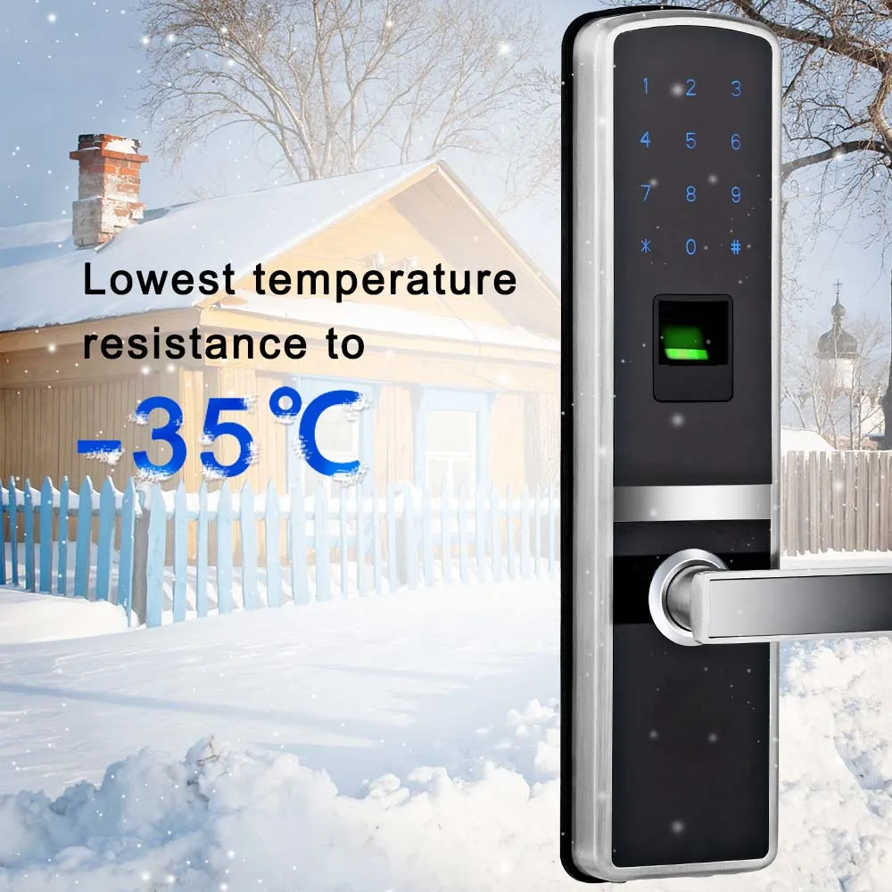 Intelligent fingerprint door lock biometric with good quality Silver Color for home metal&wooden door