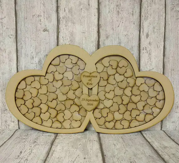 personalized rustic puzzle wedding day Heart dropbox guest books Alternative Wooden guestbooks Reception party decorations