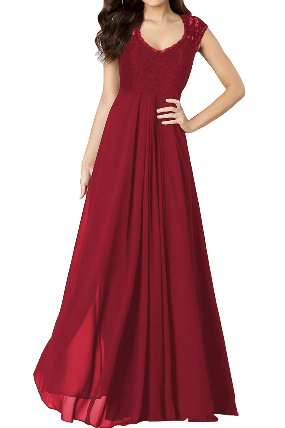 

SYB 2016 NEW Women's Casual Deep-V Neck Sleeveless Vintage Maxi Black Dress Burgundy