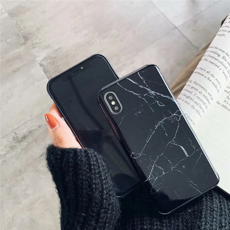 Для Iphone X XS Max XR чехол для телефона высокого качества модные роскошные мраморные зерна изогнутые стеклянные задние чехлы для телефонов Capa