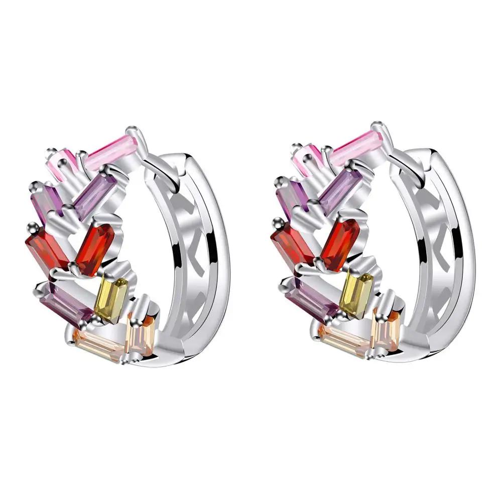 ZOSHI, Модные Ювелирные серьги huggie для женщин, цветные серьги-кольца с кубическим цирконием, дизайнерские свадебные серьги Brinco Bijoux - Окраска металла: EH984