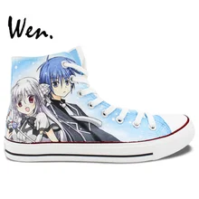 Wen Anime Hand Painted Shoes Design Custom Juuou Mujin no Fafnir Girls Women’s High Top Canvas Sneakers for Gifts