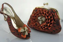 A9801 Coffee Color,Free Shipping!Fashion Shoe And Matching Bag Sets Italian For Woman Party And Wedding Wholesale size 40 and 41