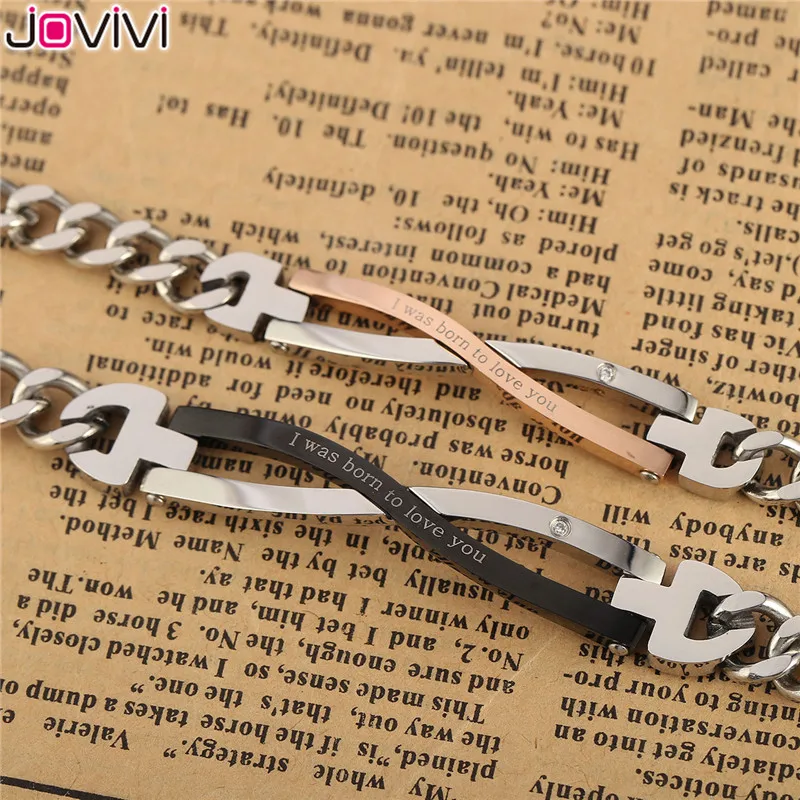 Браслет JOVIVI из нержавеющей стали с фианитами я рождена чтобы Love You|women bracelet|couple