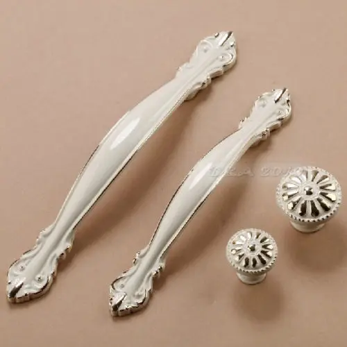 

MEGAIRON Ivory White Gold Europe Style Furniture Cabinet Cupboard Wardrobe Door Drawer Knob Pull Handle Hole to Hole 64mm