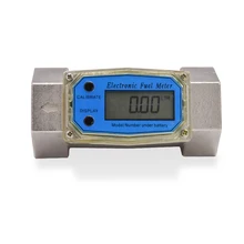 Digital Flowmeter K24 Electronic Liquid Turbine Meter Electronic Diesel Flowmeter 1.5 Inches Fuel Oil Flow Meter 38-380L/MIN