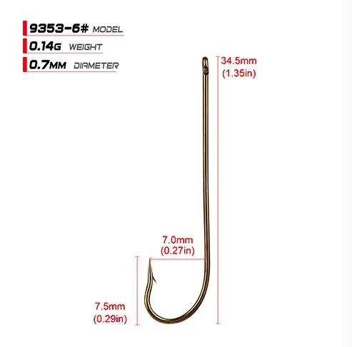 100 шт./лот Абердин длинный хвостовик рыболовный крючок для соленой воды пресноводные рыболовные крючки FSS9353 - Цвет: 6