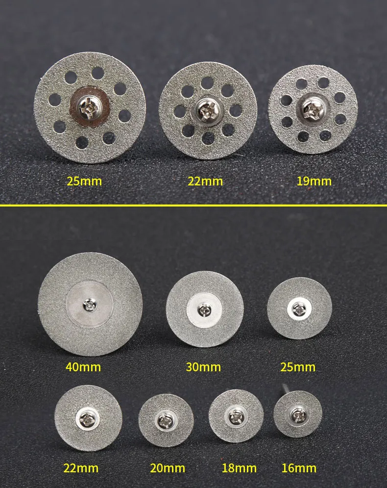 10 шт нож для циркулярной пилы Диаметр 16/19/20/22/25/30/40 мм Шлифовальные режущего диска ломтик Dremel аксессуары Наборы вращающихся инструментов